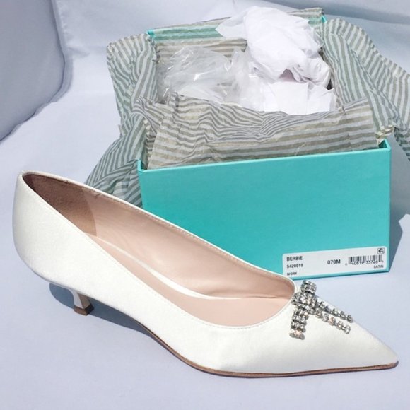 kate spade Derbie Satin Pump Kitten Heel Sz 7 NIB - Picture 8 of 9